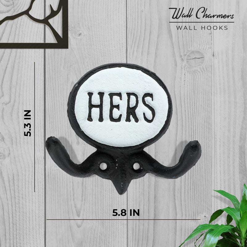 Wallcharmers Set of 2 His and Hers Towel Hooks for Bathrooms, Mr & Mrs. Farmhouse and Rustic Bathroom Hooks for Towels, Black & White - Image 4